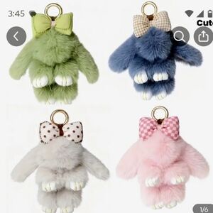 1 Olive Greenbunny number two with the bow key chain bag charm